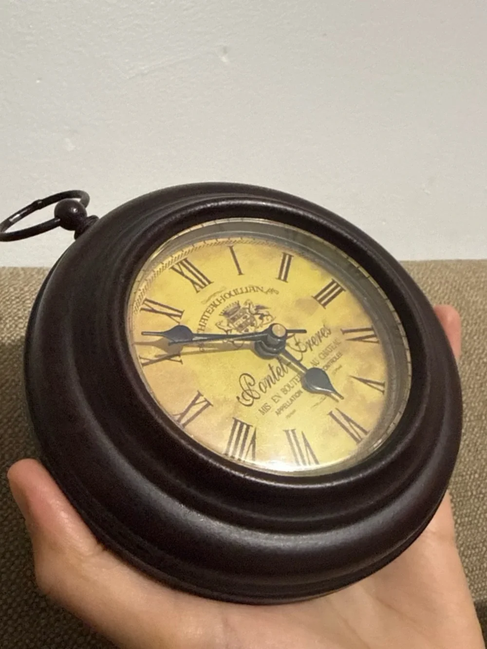 Vintage-Style Round Wall Clock in Brown and Yellow - Decorative Home Wall Decor